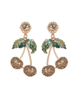 Shining Cherry Design High Fashion Women Earrings - Champagne