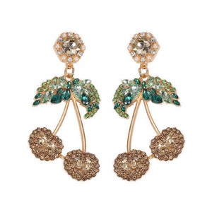 Shining Cherry Design High Fashion Women Earrings - Champagne