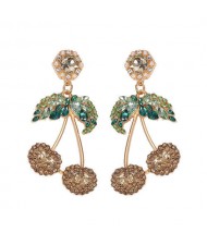 Shining Cherry Design High Fashion Women Earrings - Champagne