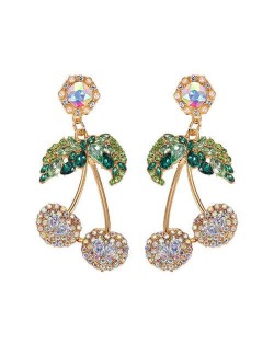 Shining Cherry Design High Fashion Women Earrings - White