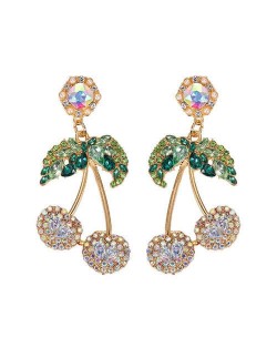 Shining Cherry Design High Fashion Women Earrings - White