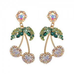 Shining Cherry Design High Fashion Women Earrings - White