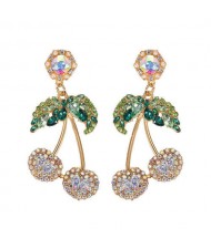Shining Cherry Design High Fashion Women Earrings - White