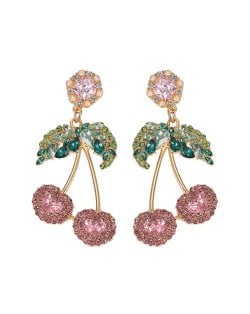 Shining Cherry Design High Fashion Women Earrings - Pink