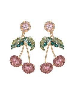 Shining Cherry Design High Fashion Women Earrings - Pink