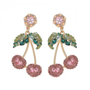 Shining Cherry Design High Fashion Women Earrings - Pink