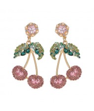 Shining Cherry Design High Fashion Women Earrings - Pink