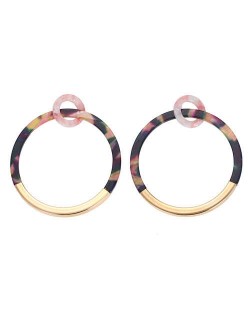 Alloy and Acrylic Mixed Hoop Fashion Women Earrings - Black Colorful