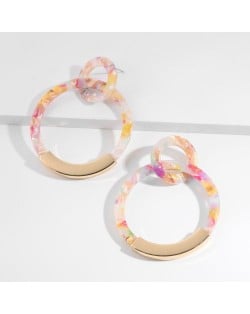 Alloy and Acrylic Mixed Hoop Fashion Women Earrings - Blue Colorful