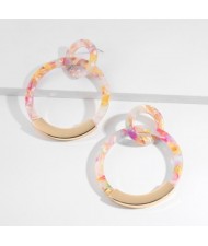 Alloy and Acrylic Mixed Hoop Fashion Women Earrings - Blue Colorful