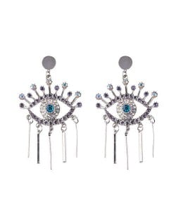 High Fashion Eye Design Shining Women Costume Earrings - Silver