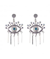 High Fashion Eye Design Shining Women Costume Earrings - Silver