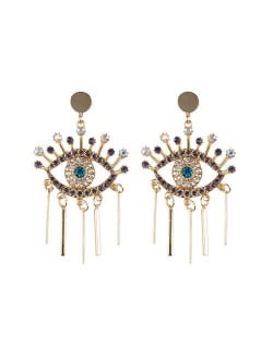 High Fashion Eye Design Shining Women Costume Earrings - Golden