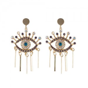 High Fashion Eye Design Shining Women Costume Earrings - Golden