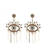 High Fashion Eye Design Shining Women Costume Earrings - Golden