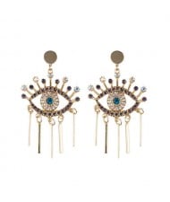 High Fashion Eye Design Shining Women Costume Earrings - Golden