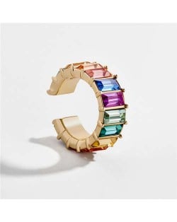 Colorful Gems Embellished High Fashion Women Ear Clip (1 piece)