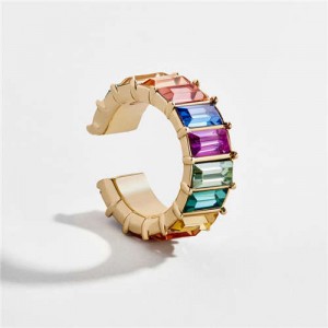 Colorful Gems Embellished High Fashion Women Ear Clip (1 piece)