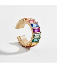Colorful Gems Embellished High Fashion Women Ear Clip (1 piece)