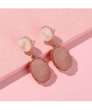 Shining Stone Graceful Design Women Fashion Costume Earrings - Brown