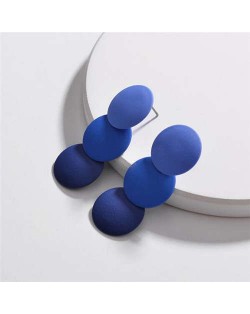 Painted Gradient Color Rounds Cluster Women Fashion Earrings - Blue