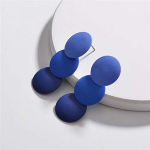 Painted Gradient Color Rounds Cluster Women Fashion Earrings - Blue