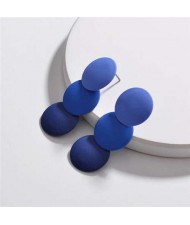 Painted Gradient Color Rounds Cluster Women Fashion Earrings - Blue