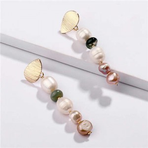 Natural Pearl Cluster Design Women Fashion Earrings