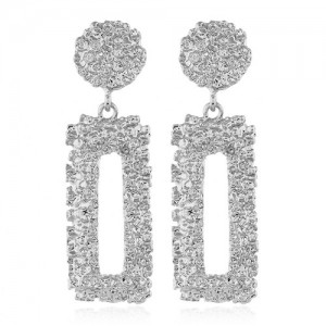 Fashion Alloy Rectangle Hoop Dangling Women Earrings