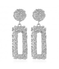 Fashion Alloy Rectangle Hoop Dangling Women Earrings