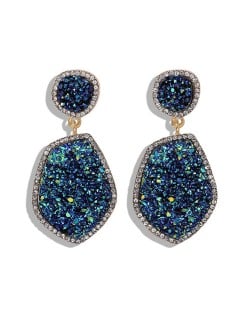 Resin Gem Dangling Irregular Shape Design Women Statement Earrings - Dark Gray