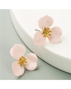 Painted Flower Adorable Fashion Women Statement Earrings - Pink