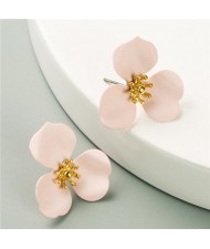 Painted Flower Adorable Fashion Women Statement Earrings - Pink