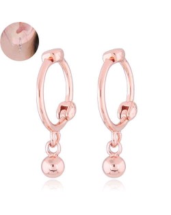 Dangling Bead Design Korean Fashion Copper Women Ear Clips - Golden