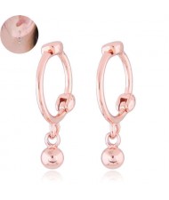 Dangling Bead Design Korean Fashion Copper Women Ear Clips - Golden