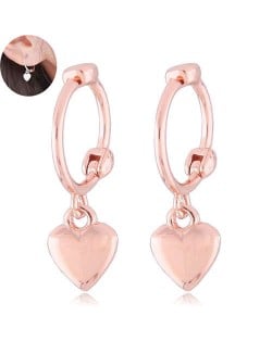 Dangling Heart Design Korean Fashion Women Ear Clips - Golden