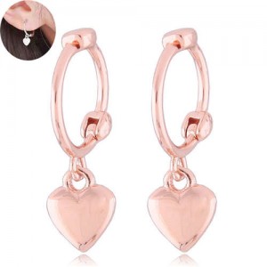 Dangling Heart Design Korean Fashion Women Ear Clips - Golden