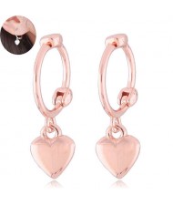 Dangling Heart Design Korean Fashion Women Ear Clips - Golden