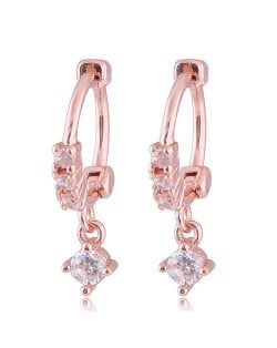 Dangling Cubic Zirconia Korean Fashion Women Ear Clips - Golden