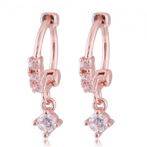 Dangling Cubic Zirconia Korean Fashion Women Ear Clips - Golden