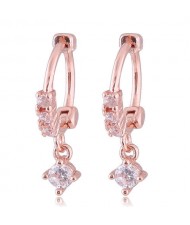 Dangling Cubic Zirconia Korean Fashion Women Ear Clips - Golden