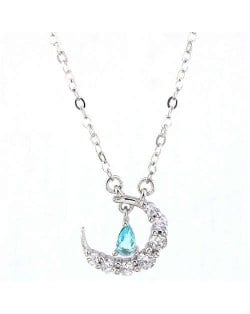 Delicate Moon and Star Design Cubic Zirconia Korean Fashion Women Necklace 