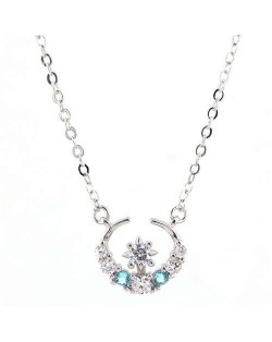 Cubic Zirconia Graceful Star and Moon Combo Design Women Fashion Necklace