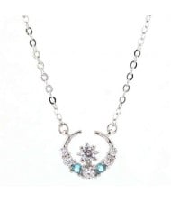 Cubic Zirconia Graceful Star and Moon Combo Design Women Fashion Necklace