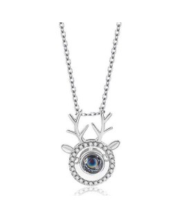 Cubic Zirconia Embellished Deer Design Women Fashion Necklace