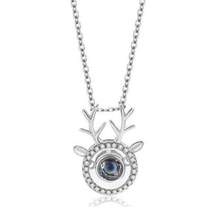 Cubic Zirconia Embellished Deer Design Women Fashion Necklace