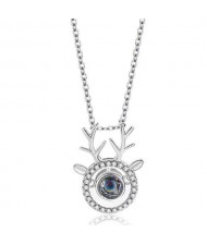Cubic Zirconia Embellished Deer Design Women Fashion Necklace