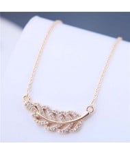 Lips and Alphabets Design Women Fashion Costume Necklace - Golden