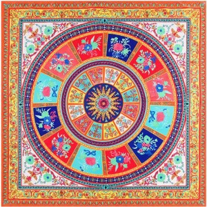 6 Colors Available Floral Pattern Round Disk 130*130 cm Artificial Silk Square Women Scarf