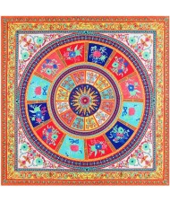 6 Colors Available Floral Pattern Round Disk 130*130 cm Artificial Silk Square Women Scarf